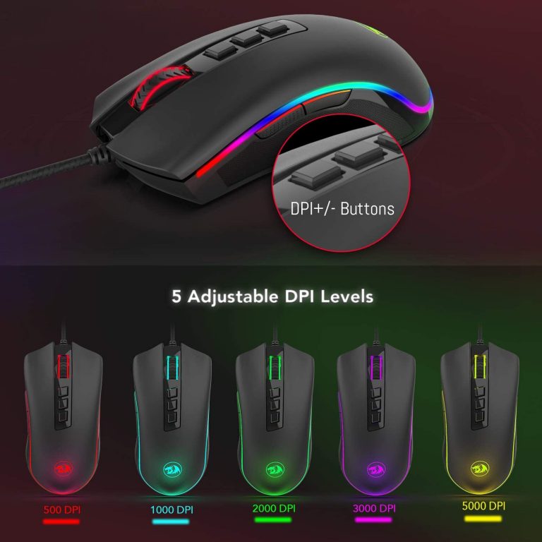 Redragon M711 Cobra Gaming Mouse with 16.8 Million RGB Color Backlit, 10,000 DPI Adjustable, Comfortable Grip, 7 Programmable Buttons thumbnail 4